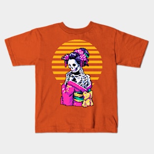 Pixel Art Geisha Skeleton Kids T-Shirt